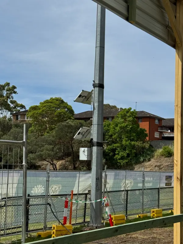 Solar-setup-on-existing-light-pole-installed-3m-above-ground-to-enable-safe-passage-around-if-required-at-Bankstown.