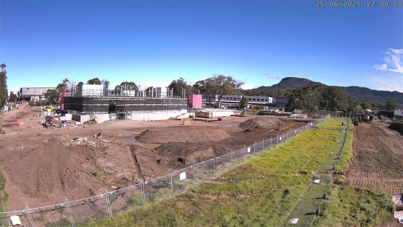 Timelapse camera 2 view of early works at the Bruce Gordon Centre in North Wollongong, June 2025